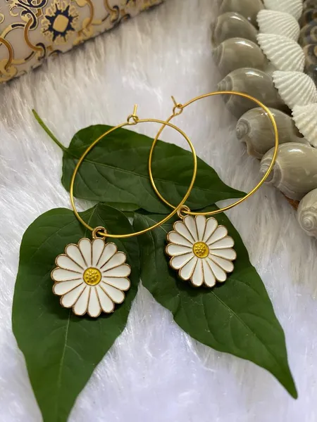 White Flower Earings